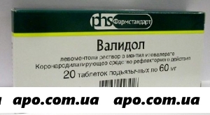 Валидол 0,06 n20 табл подъяз