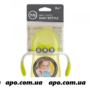 Happy baby бутылочка д/кормл с ручками и антиколик силик соской 180мл