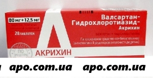 Валсартан-гидрохлортиазид-акрихин 0,08+0,0125 n28 табл п/плен/оболоч