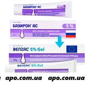 Базирон АС 5% / Бензак АС 5% 40,0 гель (Европа)