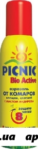 Пикник bio active аэрозоль от комаров клещей слепней 125мл