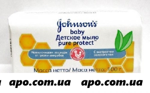 Джонсонс бэби pure protect мыло дет с экстр зел чая 100,0