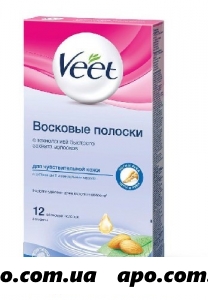 Veet полоски восковые д/депил д/чувст кожи n12